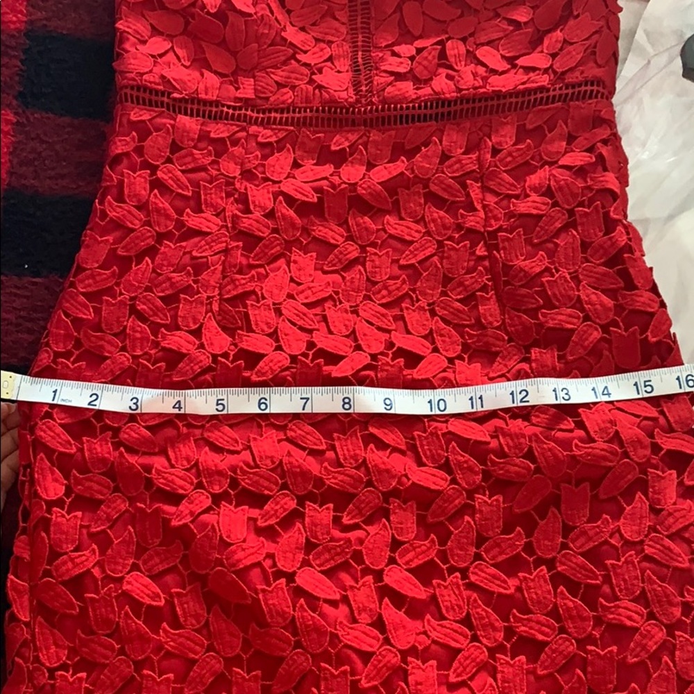 Bardot Gemma Red Lace Midi Dress - Sleeveless High Neck - Picture 6 of 8